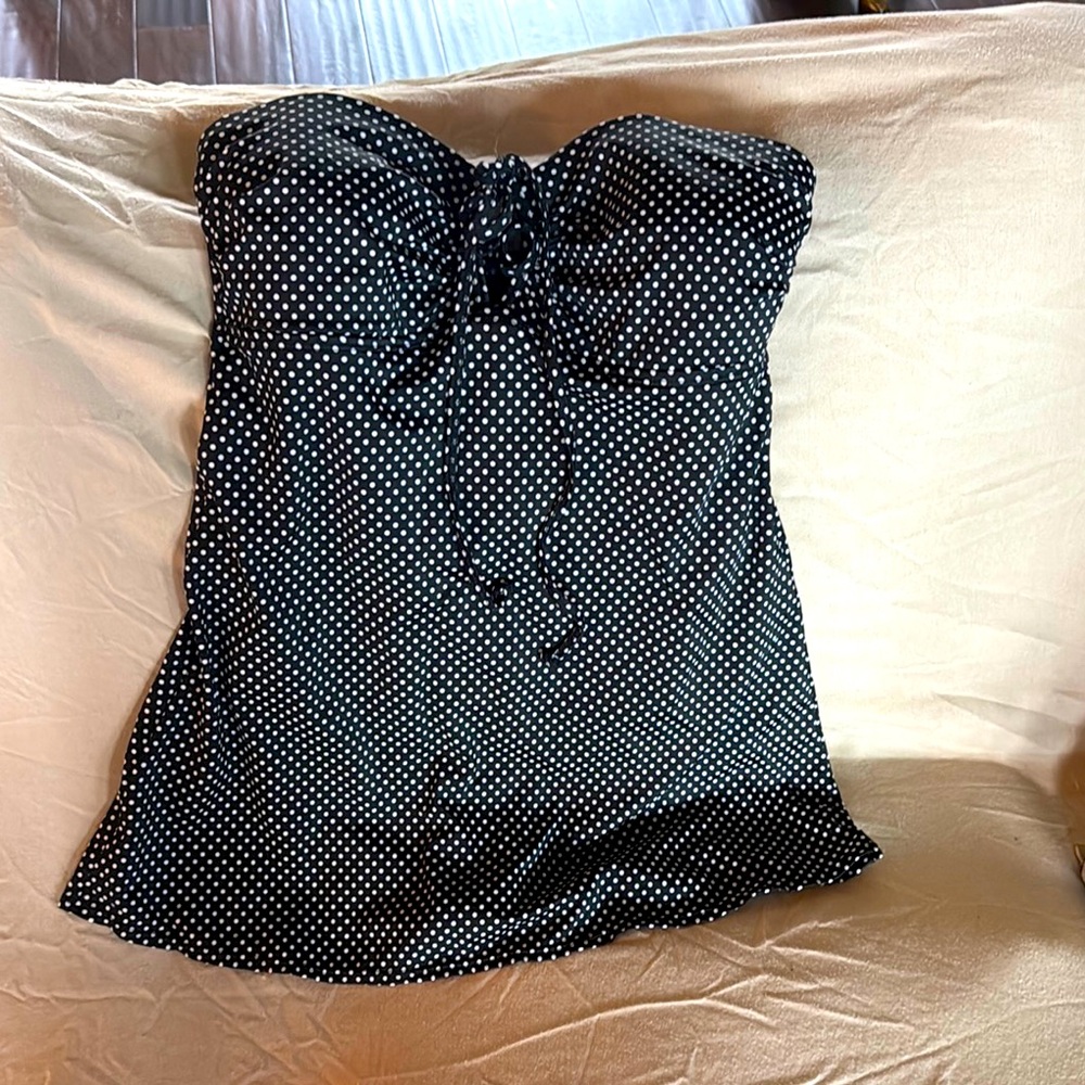 Beach House one piece black and white polka dot swim dress